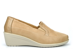 Moenia Womens Comfort Casual Wedge Heel Shoes Beige