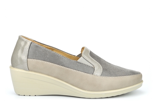 Moenia Womens Comfort Casual Wedge Heel Shoes Grey