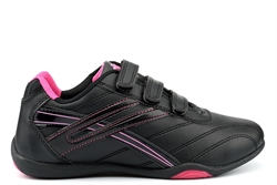 Dek Raven Womens Touch Fasten Casual Trainers Black/Fuchsia