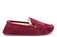 Four Seasons Womens Nakita Real Leather Suede Moccasin Slippers With Faux Fur Lining Burgundy