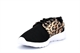 Select Sports Girls/Womens Lightweight Lace Trainers With Breathable Leopard Print Upper Black/White
