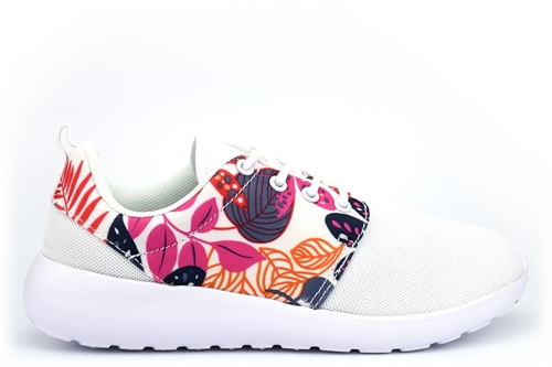 Select Sports Girls/Womens Lightweight Lace Trainers With Breathable Floral Print Upper White