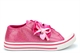 Girls Glitter Pumps With Ribbon Bow and Heart Detail Fuchsia