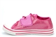 Girls Glitter Pumps With Ribbon Bow and Heart Detail Fuchsia