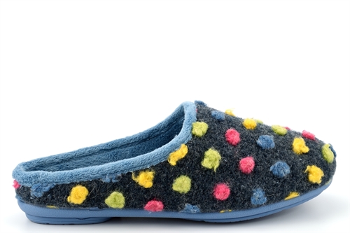 Sleepers Womens AMY Knitted Textile Memory Foam Mule Slippers Blue/Multi