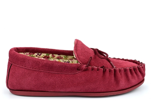 Mokkers Lily Leather Moccasin Slipper Textile Floral Lining