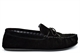 Mokkers Mens BRUCE Extra Large Genuine Suede Moccasin Slippers Black
