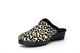 Sleepers VAL Womens Wedge Mule Slippers With Knitted Lining And Velour Sock Black/Gold/Ocelot