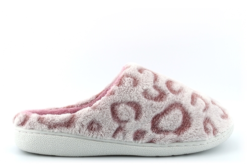 Scrapbook Slippers Womens Lightweight Leopard Mule Slippers With Soft Insole Pink
