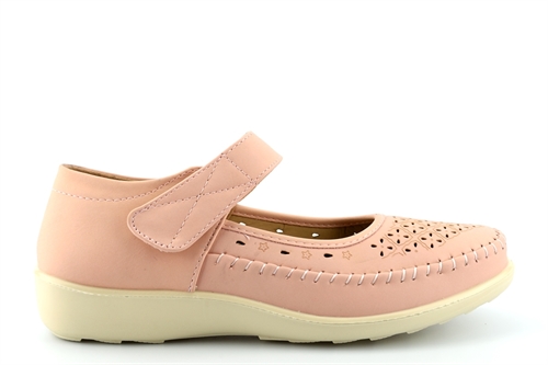 Dr Lightfoot Womens Comfort Casual Shoes With Punched Apron Detail Pink