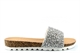 Krush Womens High Sparkle Glitter Slider Mule Sandals Silver