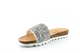 Krush Womens High Sparkle Glitter Slider Mule Sandals Silver