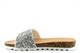 Krush Womens High Sparkle Glitter Slider Mule Sandals Silver