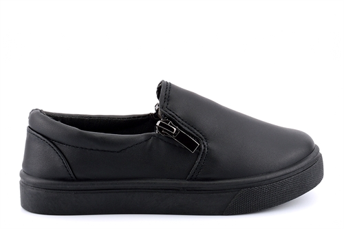 Little Diva Girls Skate Shoes With Twin Zip Fastening Black
