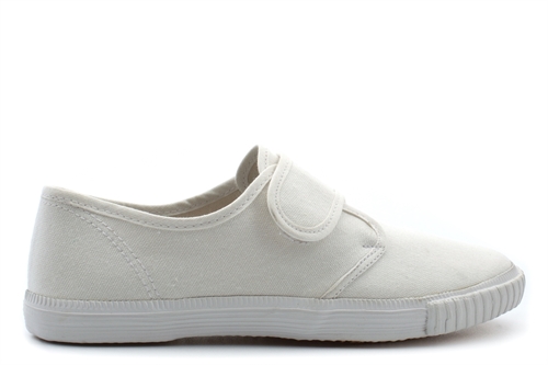 Dek Girls/Boys Touch Fastening Canvas Plimsolls/Pumps With Rubber Sole All White