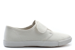 Dek Girls/Boys Touch Fastening Canvas Plimsolls/Pumps With Rubber Sole All White