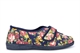 Sleepers Womens Wilma Wide Fit Cotton Slippers With Touch Fastening Floral Navy (EE Fitting)