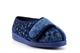 Comfylux Womens Super Wide Fit Slippers With Touch Fastener Blue (EEEE Fitting)