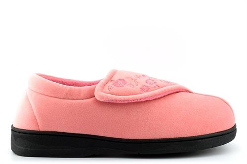Jo & Joe Womens Eva Wide Fit Slippers With Soft Insole And Touch Fastening Coral (E Fitting)