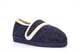 Comfylux Womens Super Wide Touch Fastening Slippers With Rubber Sole Navy (EEEE Fitting)