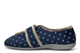 Sleepers Womens Lucy Microfibre Memory Foam Slippers With Touch Fastening And Rubber Sole Navy/Grey