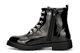 Little Diva Girls Military Boots With Silver Glitter Laces Patent Black