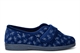 Sleepers Womens Ivy Touch Fastening V Throat Slippers With Rubber Sole Navy Blue (EE Fitting)