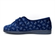 Sleepers Womens Ivy Touch Fastening V Throat Slippers With Rubber Sole Navy Blue (EE Fitting)