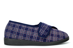 Sleepers Mens Julian II Touch Fastening Washable Memory Foam Wide Fit Slipper With Outdoor Sole Navy
