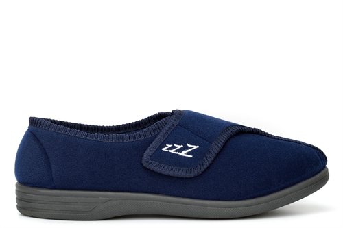 Zedzzz Mens Connor Touch Fastening Slippers Navy Blue