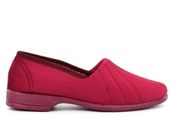Sleepers Womens Audrey III Roll Top Slippers With Rubber Sole Red