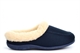 Sleepers Womens Janine Memory Foam Mule Slippers With Wool Textile And Rubber Sole Navy Blue