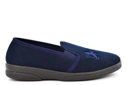 Sleepers Mens Frazer Teflon Coated Memory Foam Slip On Outdoor Slippers Navy Blue