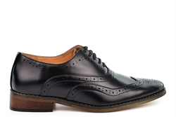GOOR Boys Brogue Oxford Formal School Shoes With Resin Sole Black 