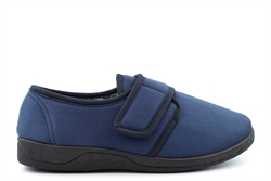 Sleepers Mens Tom Touch Fastening Slippers With Extra Comfort Memory Foam Insole Navy Blue