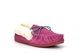 Jo & Joe Womens Real Suede Moccasin Slippers With Contrasting Lace And Stitching Dark Pink/Charcoal