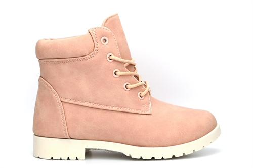 Twisted Girls Ankle Boots With Padded Collar Pink