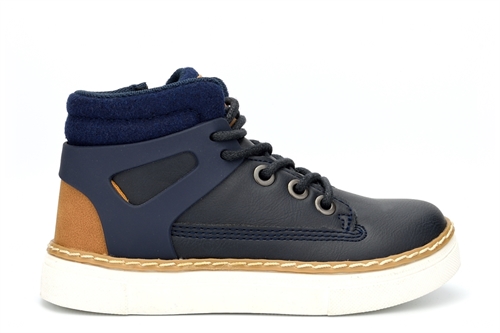 Boys Side Zip High Top Trainers Navy