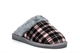 Sleepers Womens Mia Tartan Mule Slippers With Faux Fur Lining And Insole Black/Pink/Grey