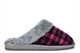 Sleepers Womens Mia Tartan Mule Slippers With Faux Fur Lining And Insole Black/Purple/Grey