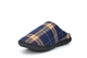 Zedzzz Mens Fabian Check Mule Slippers With Velour Lining And Insole Navy