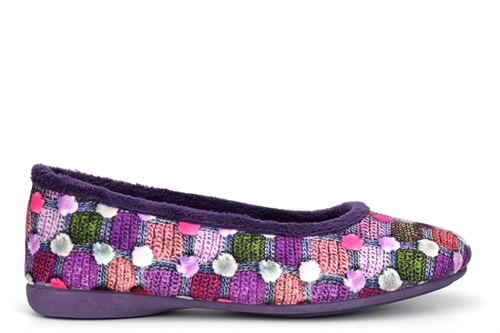 Sleepers Samira Ballerina Slippers With Memory Foam Insole And Rubber Sole Purple | Shoe Shack
