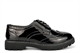 Boulevard Womens Patent Platform Brogue Shoes With Low Heel Black