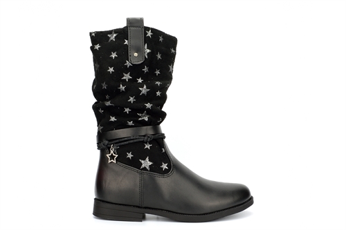 Blue Queen Girls Lightweight Star Mid Calf Boots Black