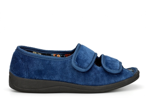 Four Seasons Womens Wide Fit Slippers With Memory Foam Insole Navy