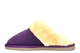 Mokkers Womens Kelsei Suede Mule Slippers With Faux Fur Lining And Rubber Sole Purple
