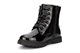 Superstar Girls Stomper Military Boots With Side Zip Fastening Patent Black