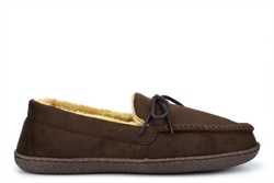Response Mens Ralph Ultra Light Faux Fur Lined Moccasin Lace Slippers Brown