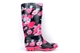 Rugged Outback Girls Floral Waterproof Wellington Boots Navy/Pink