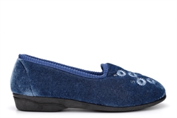 Zedzzz Womens Cathy Embroidered Slip On Slipper Blueberry Blue